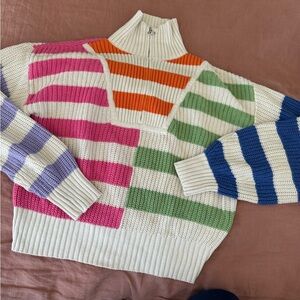 COPY - Sincerely Jules for bandier colorful stripe y2k half zip sweater